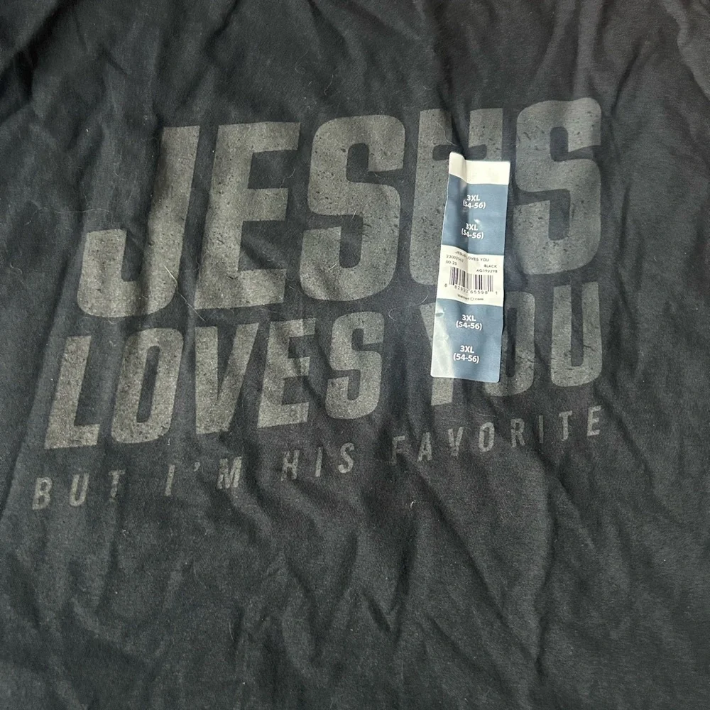 Jesus Loves You But I'm His Favorite Black Graphic T-Shirt Men's 3XL Cotton - Picture 2 of 3